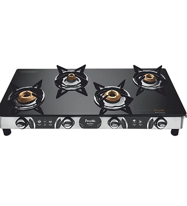 Preethi Blue Flame Jumbo Max 4 Burner Glass Top Gas Stove